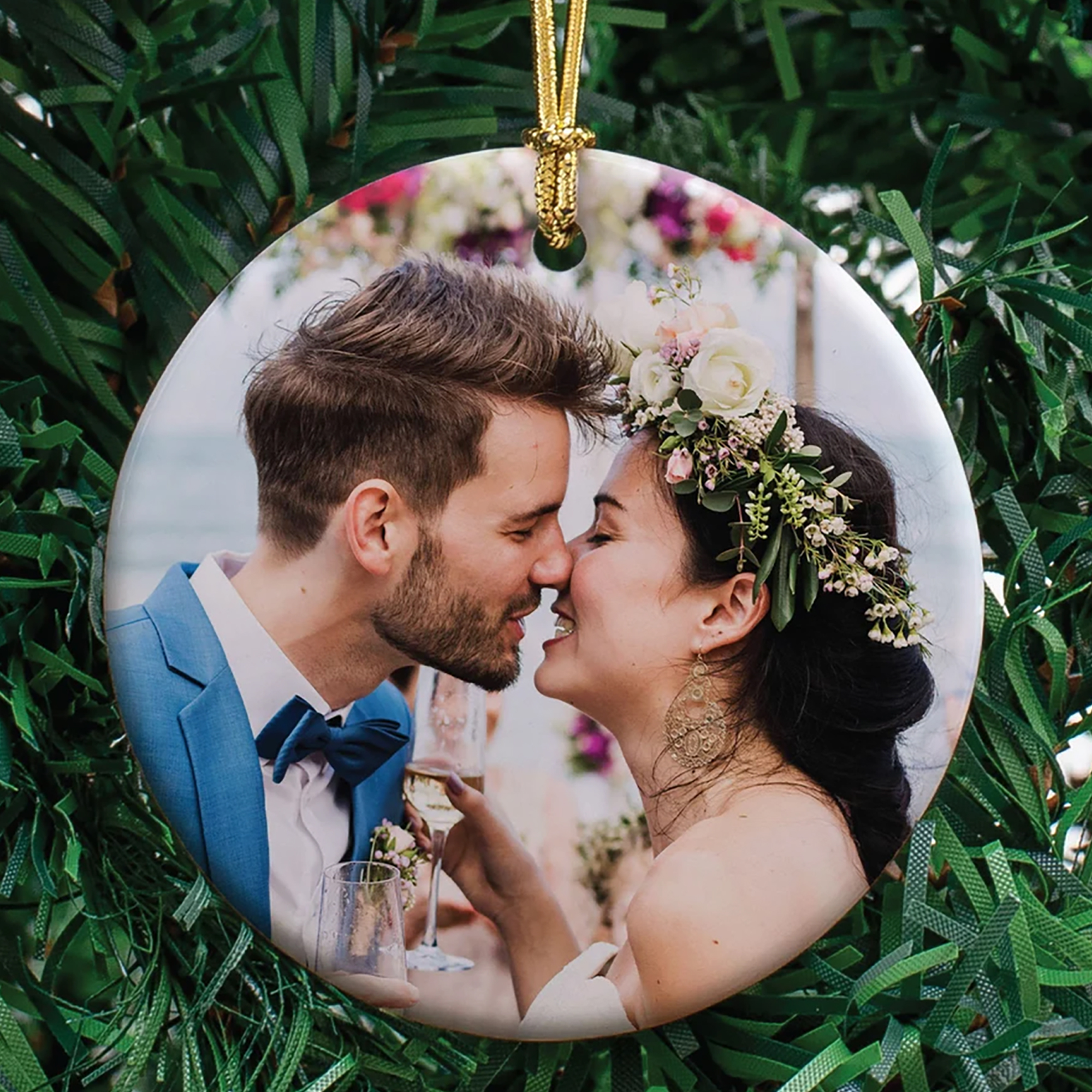 Personalized Photo Ornament Family Ornament With Picture Just Married Ceramic Engagement Ornament First Christmas Tree Decoration